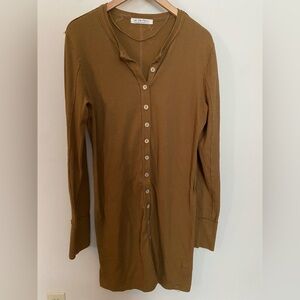 We The Free Camel Ribbed Henley Dress